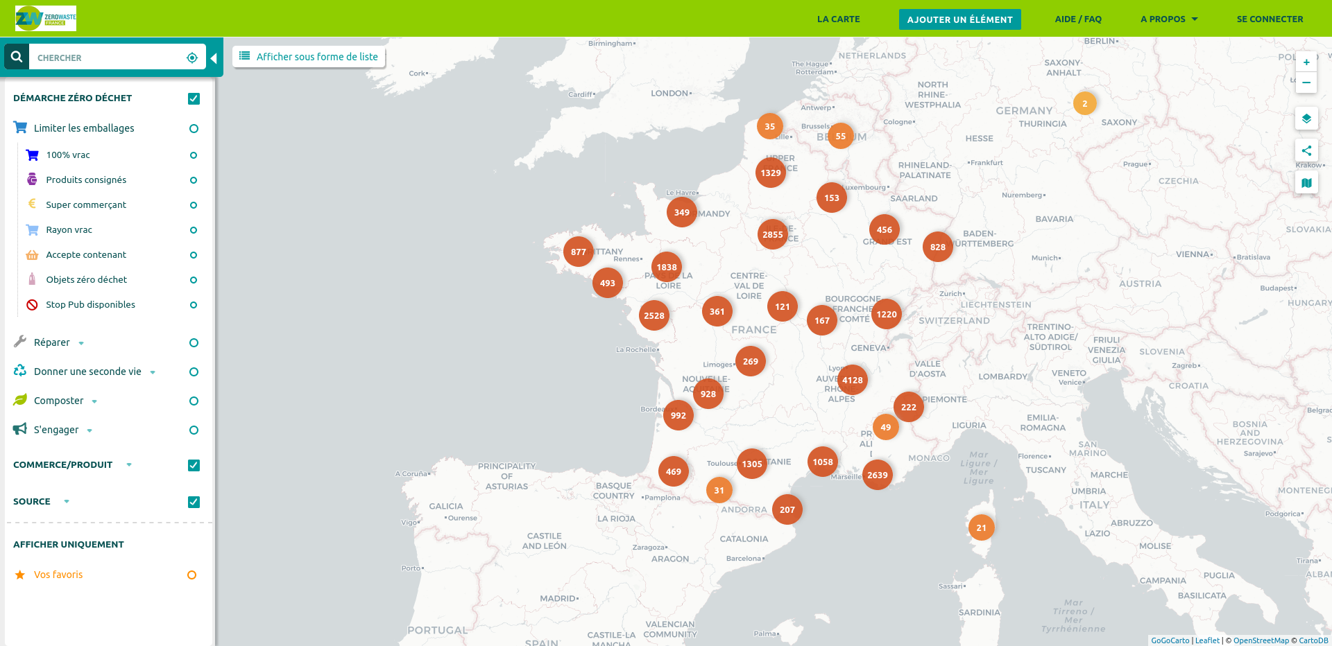 Capture d'écran de la carte des solutions ZD